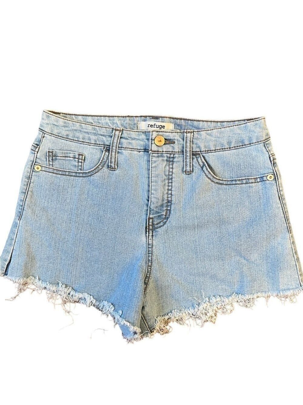 Refuge High waist Light Wash Denim Cut Off Shorts - Size 6